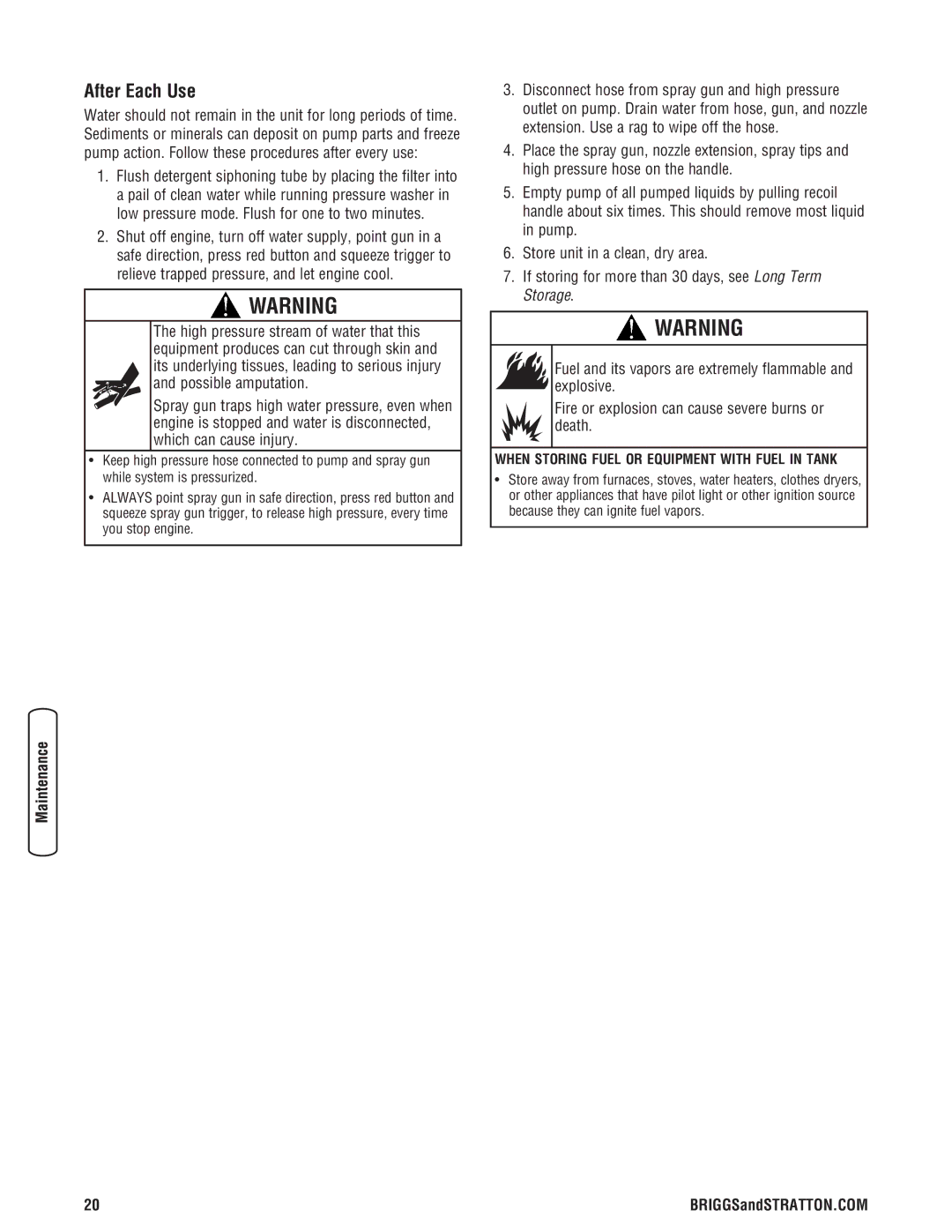 Briggs & Stratton 020324-0 manual After Each Use 