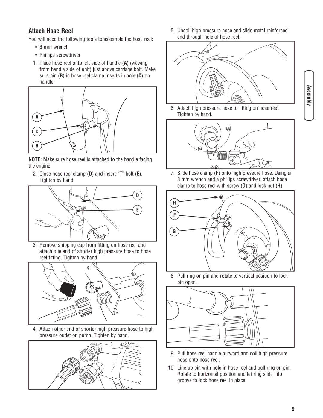 Briggs & Stratton 020364-0 manual Attach Hose Reel 