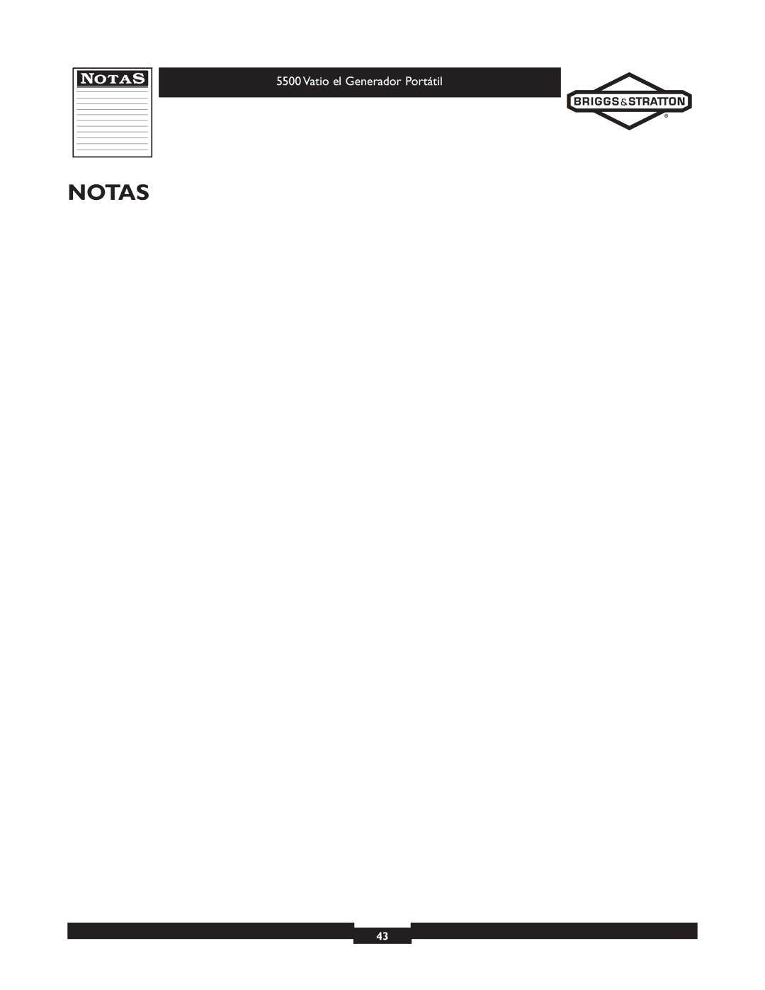 Briggs & Stratton 030206 owner manual Notas 