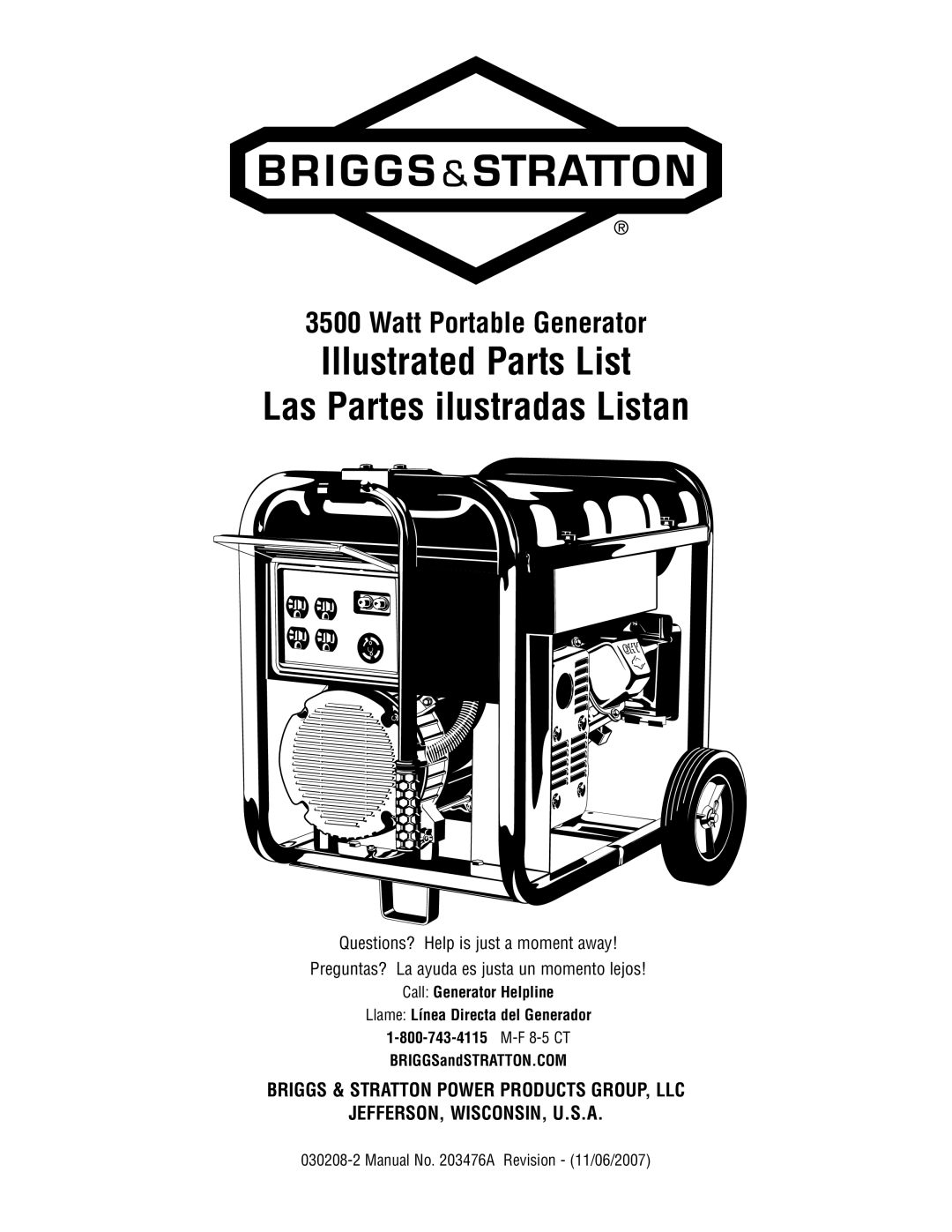 Briggs & Stratton 030208-2 manual Illustrated Parts List Las Partes ilustradas Listan 