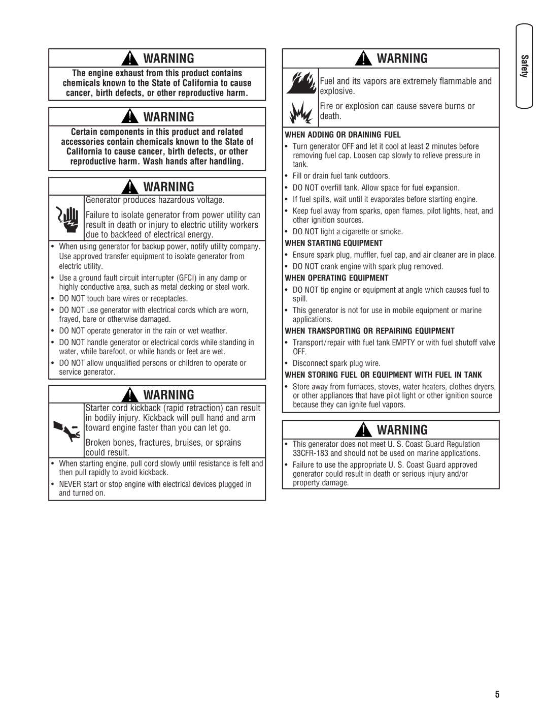 Briggs & Stratton 030209-2 manual Engine exhaust from this product contains, Certain components in this product and related 