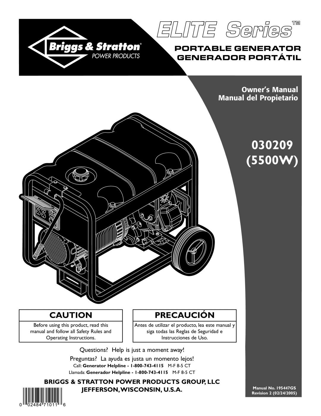 Briggs & Stratton owner manual 030209 5500W 