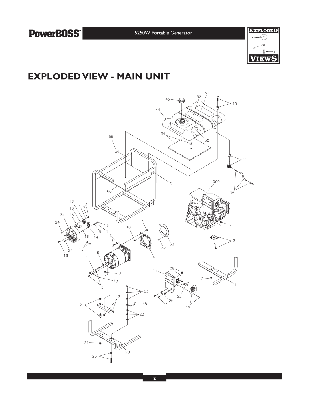 Briggs & Stratton 030217 manual Exploded View - Main Unit, 5250W Portable Generator 