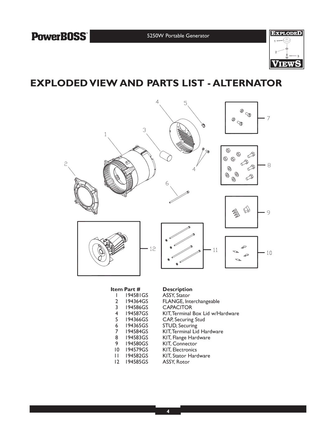 Briggs & Stratton 030217 manual Exploded View and Parts List Alternator, Capacitor 