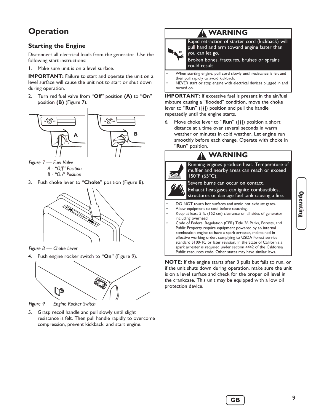 Briggs & Stratton 030235-01 manual Operation, Starting the Engine 