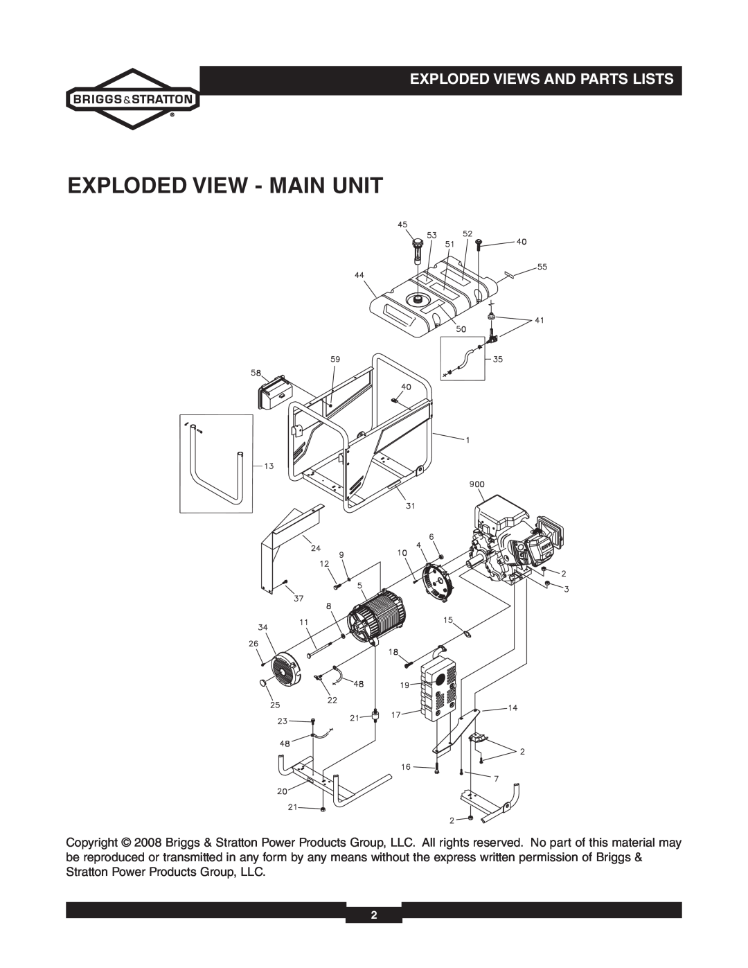 Briggs & Stratton 030235-02 manual Exploded View - Main Unit, Exploded Views And Parts Lists 