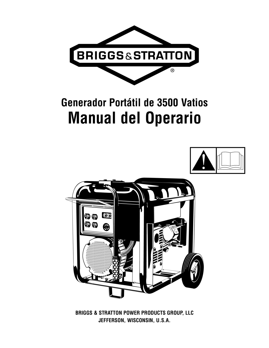 Briggs & Stratton 030248-0 manual Manual del Operario, Generador Portátil de 3500 Vatios, Jefferson, Wisconsin, U.S.A 