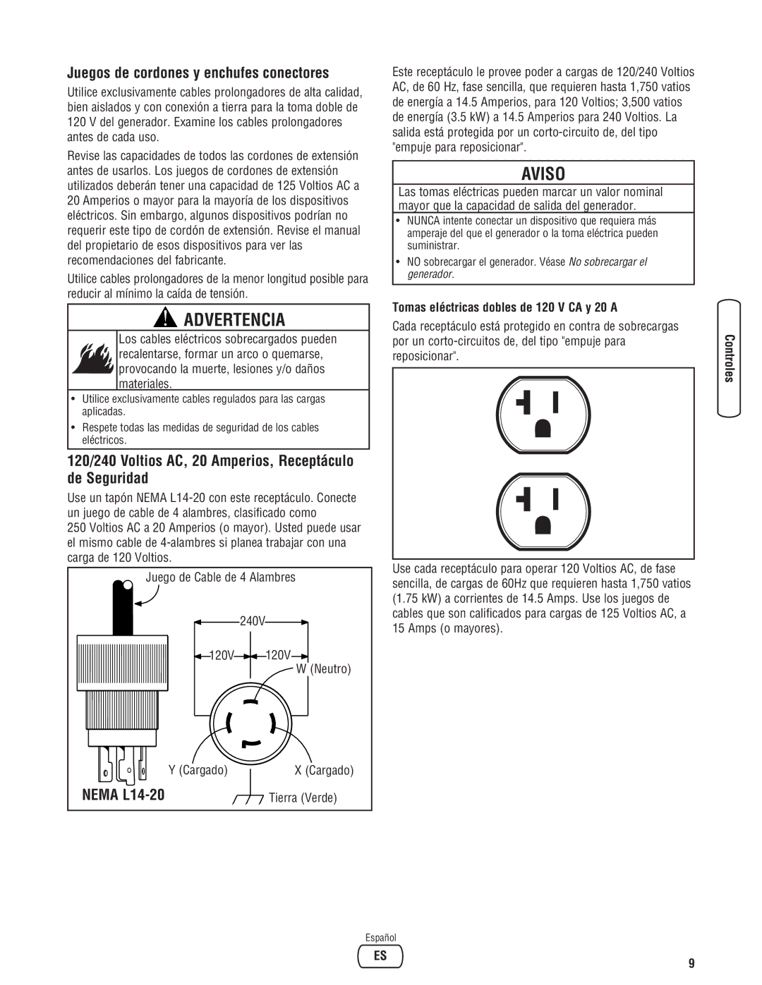 Briggs & Stratton 030248-0 manual Juegos de cordones y enchufes conectores, Tierra Verde 