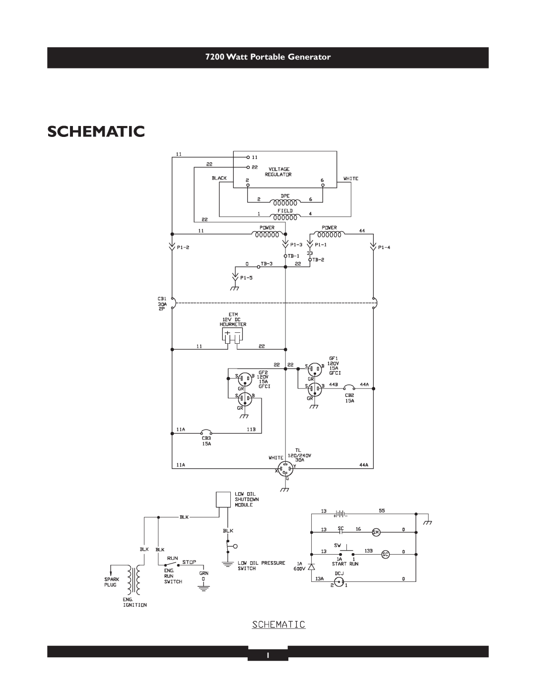 Briggs & Stratton 030254 manual Schematic, Watt Portable Generator 