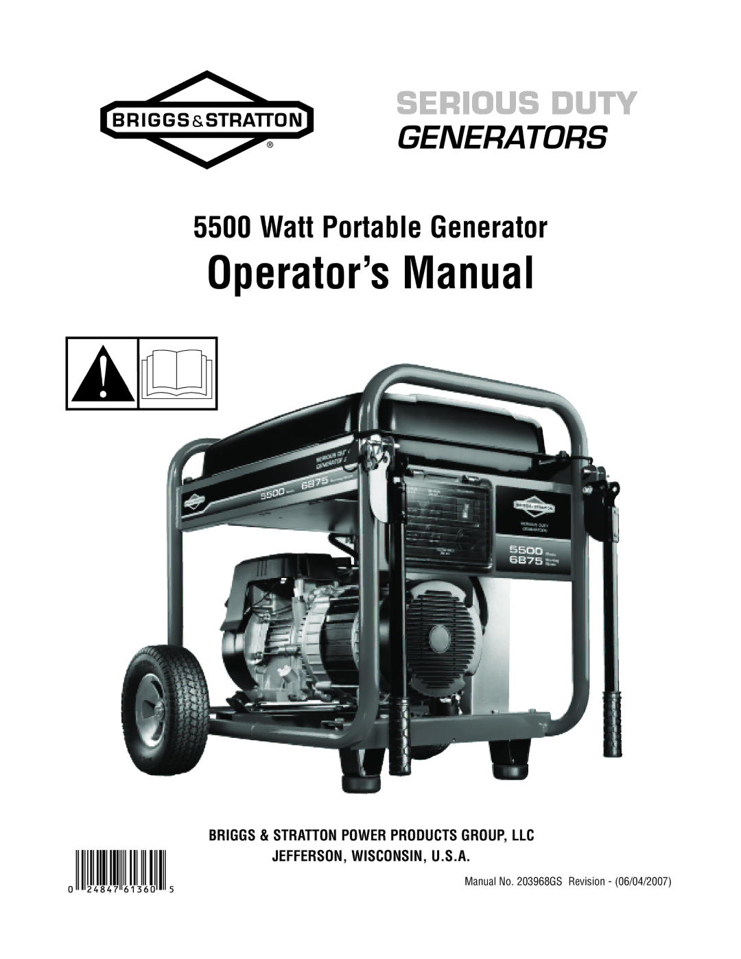 Briggs & Stratton 030333-0 manual Operator’s Manual 