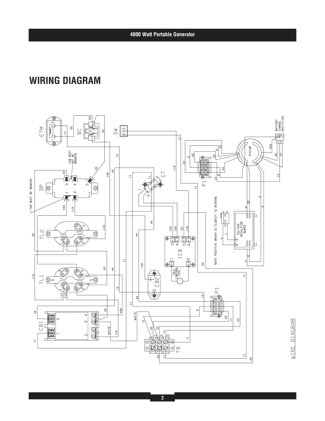Briggs & Stratton 030335 manual Wiring Diagram, Watt Portable Generator 