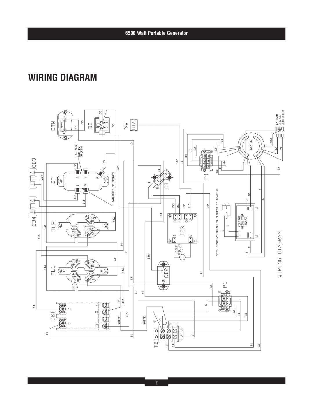 Briggs & Stratton 030336 manual Wiring Diagram, Watt Portable Generator 
