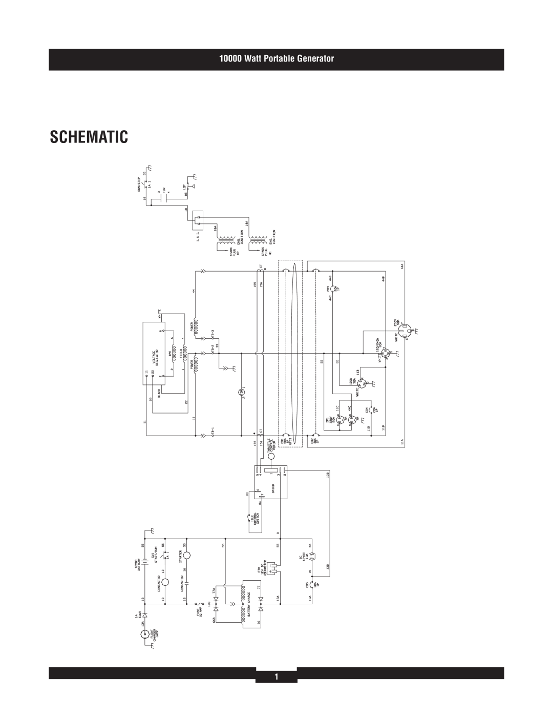 Briggs & Stratton 030338 manual Schematic, Watt Portable Generator 