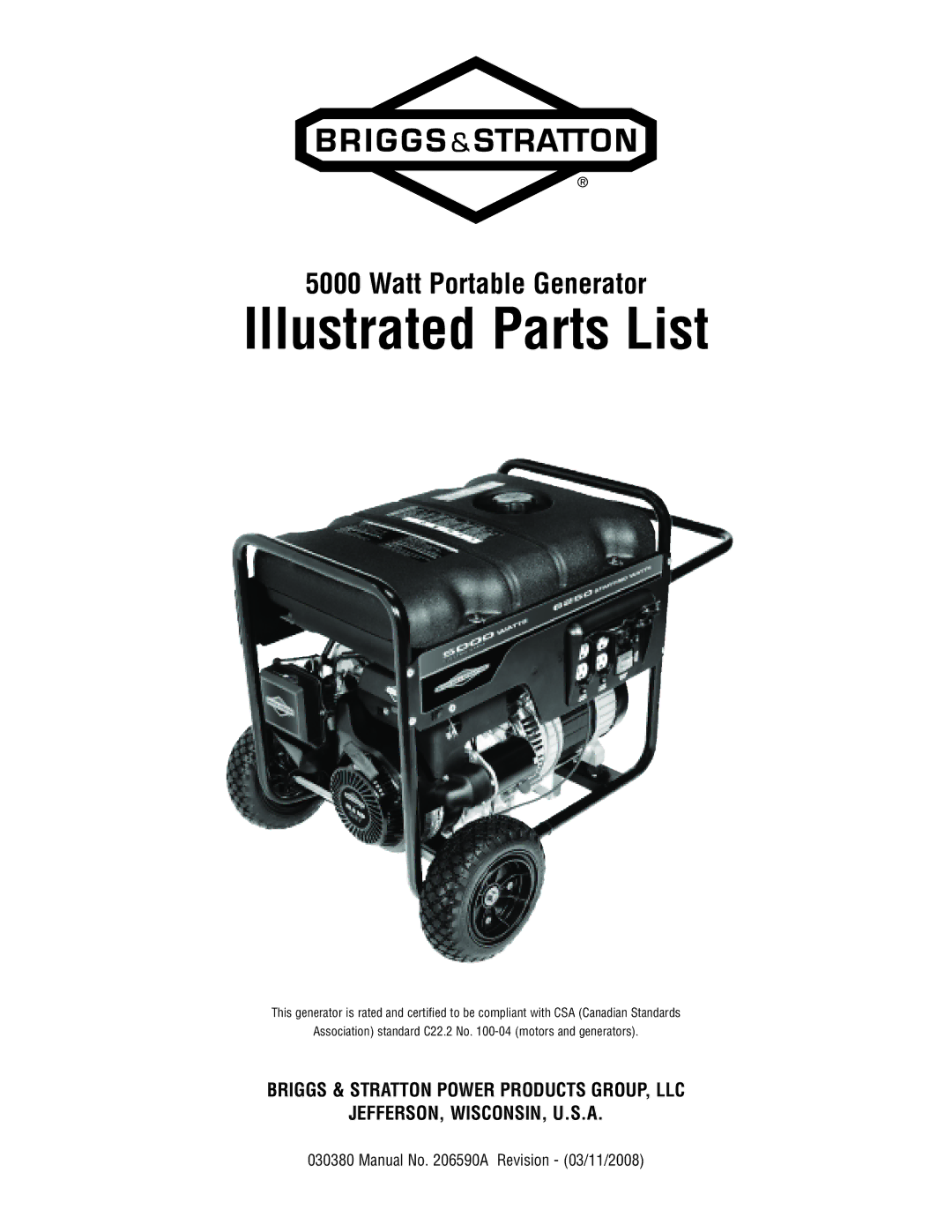 Briggs & Stratton 030380 manual Illustrated Parts List 