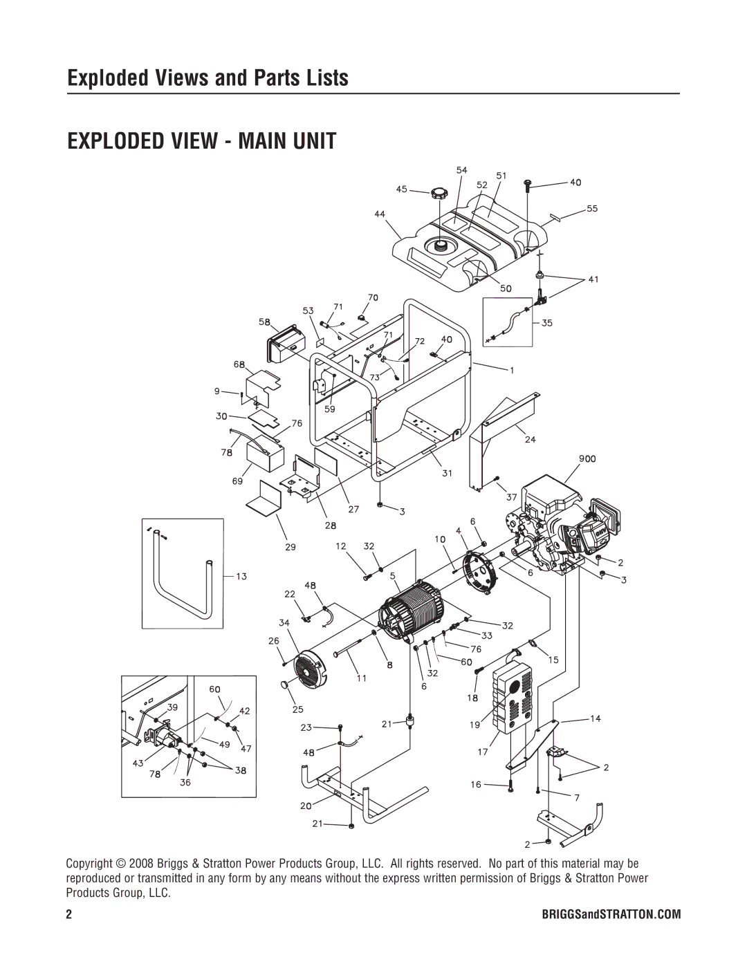 Briggs & Stratton 030380 manual Exploded View Main Unit 