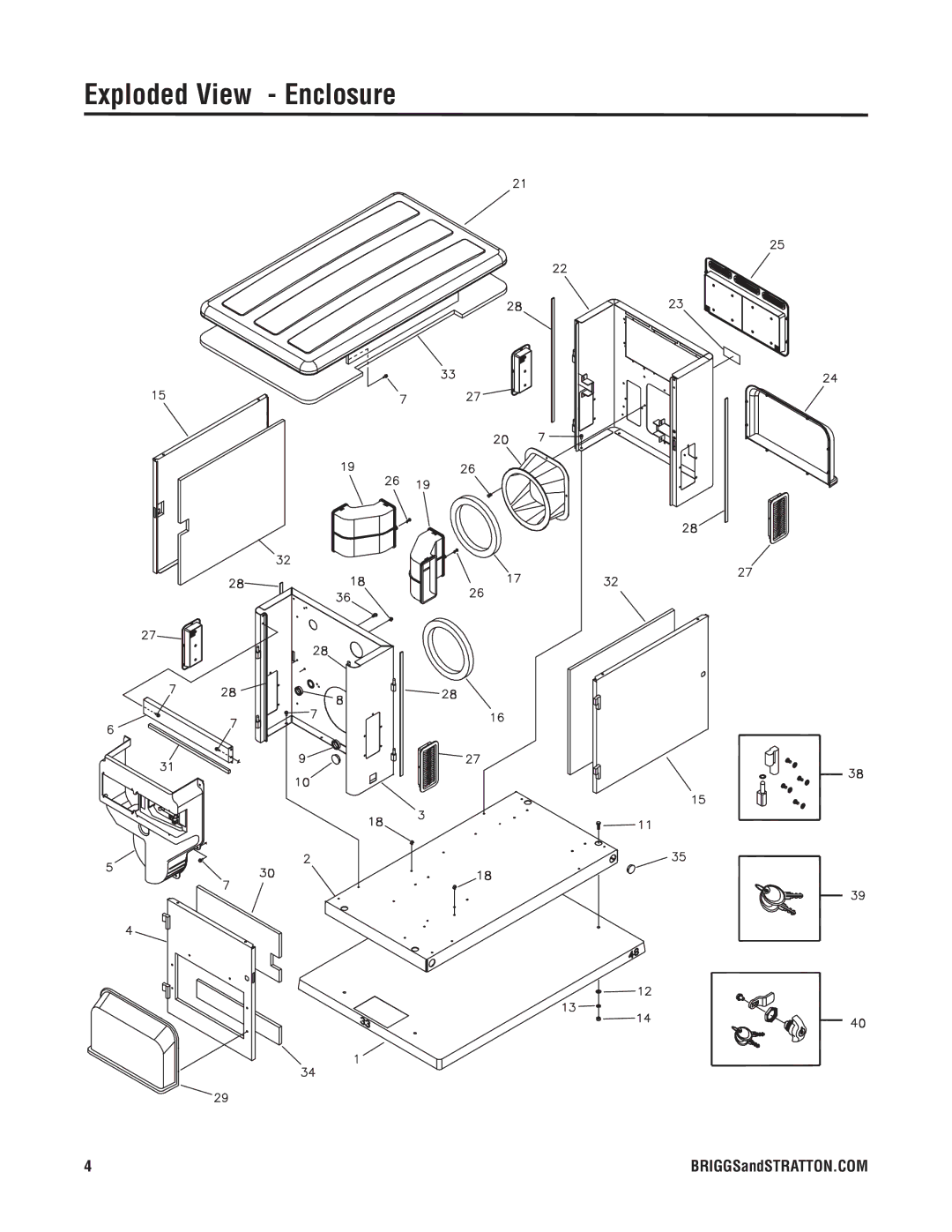 Briggs & Stratton 040210-1 manual Exploded View Enclosure 