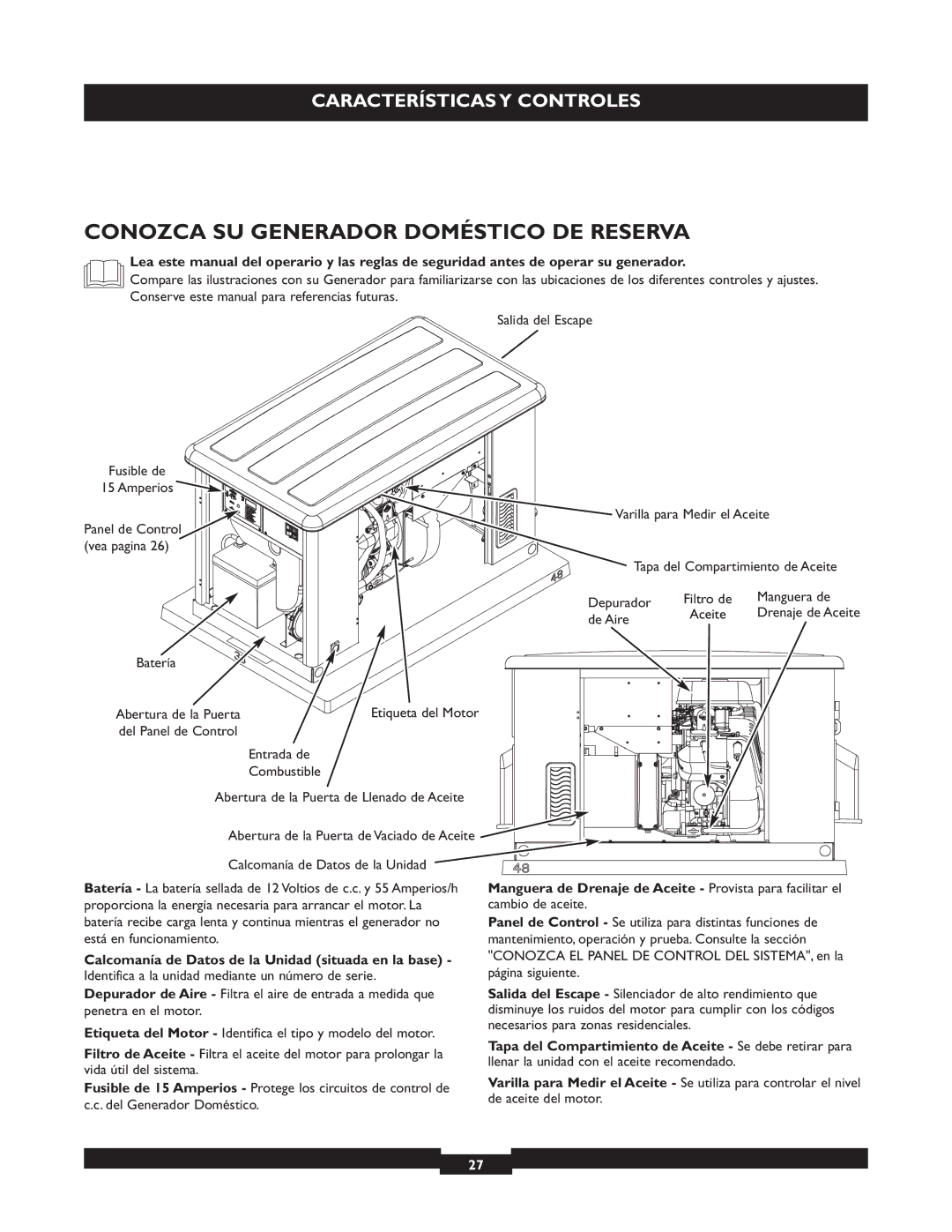 Briggs & Stratton 040212, 040213, 040229 manual Conozca SU Generador Doméstico DE Reserva 