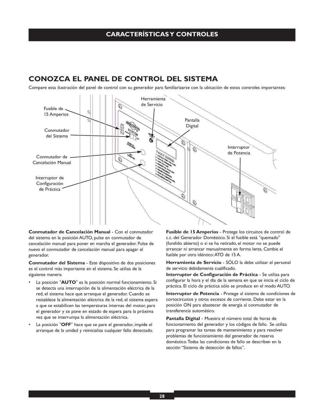 Briggs & Stratton 040213, 040212, 040229 manual Conozca EL Panel DE Control DEL Sistema 