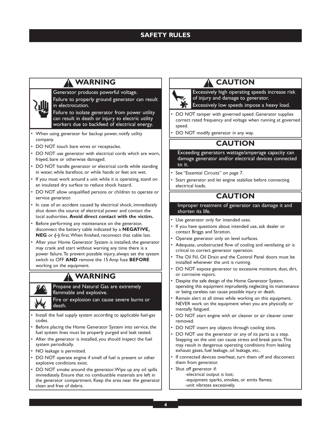 Briggs & Stratton 040213, 040212, 040229 manual Safety Rules 