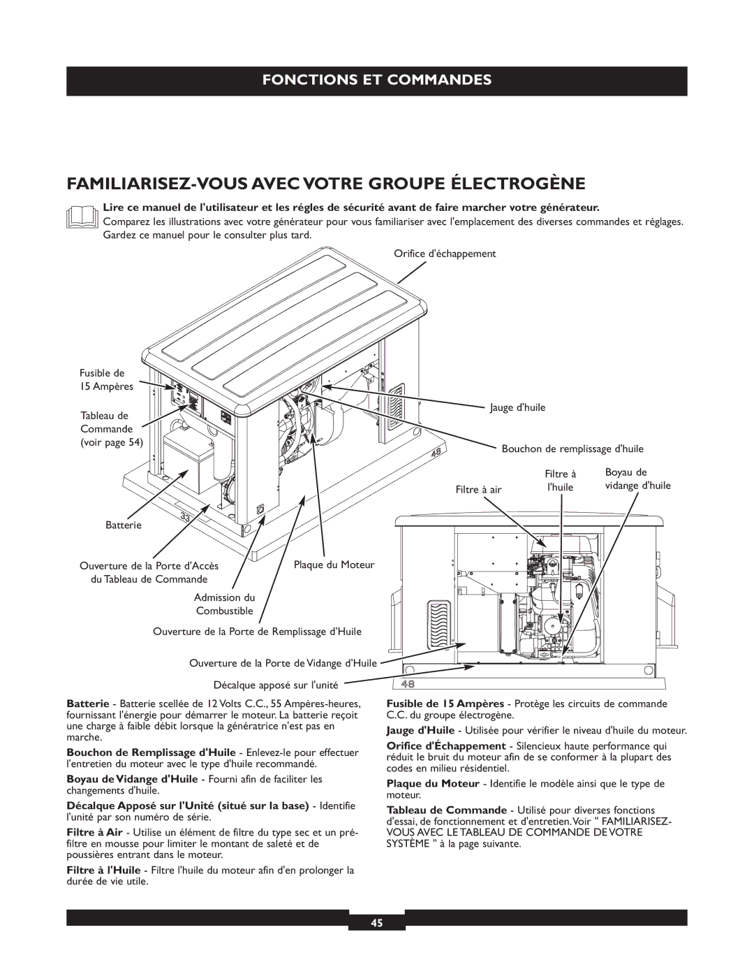 Briggs & Stratton 040212, 040213, 040229 manual FAMILIARISEZ-VOUS Avec Votre Groupe Électrogène 