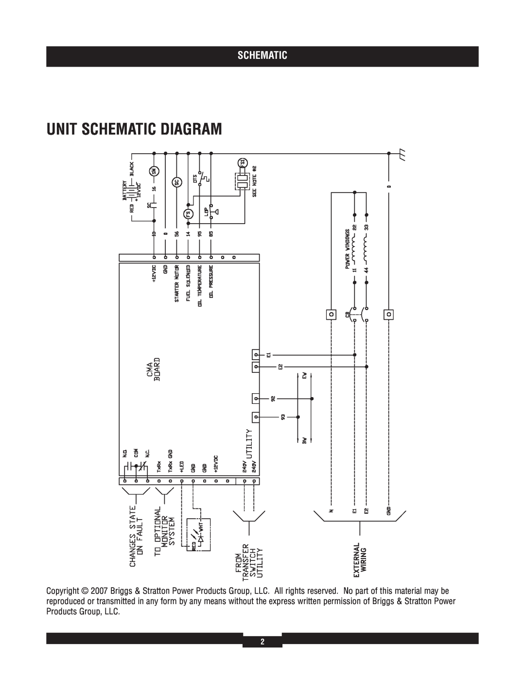 Briggs & Stratton 040212-1 manual Unit Schematic Diagram 