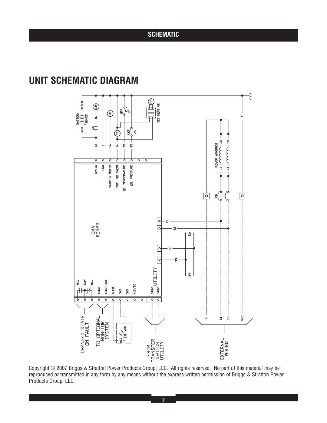 Briggs & Stratton 040212-1 manual Unit Schematic Diagram 