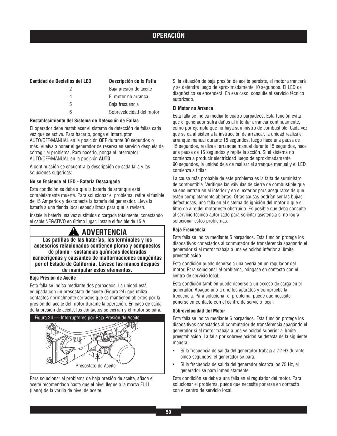 Briggs & Stratton 040220A manual Las patillas de las baterías, los terminales y los 