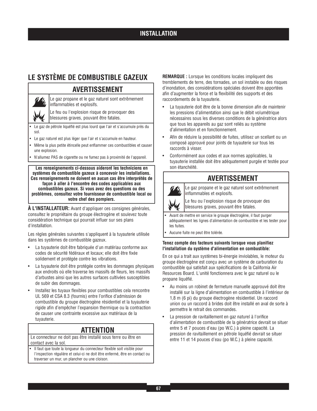 Briggs & Stratton 040220A manual LE Système DE Combustible Gazeux 