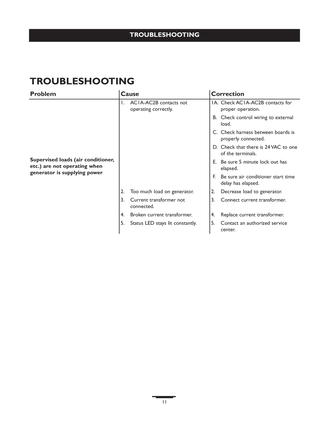 Briggs & Stratton 071013 manual Troubleshooting, Problem Cause Correction 