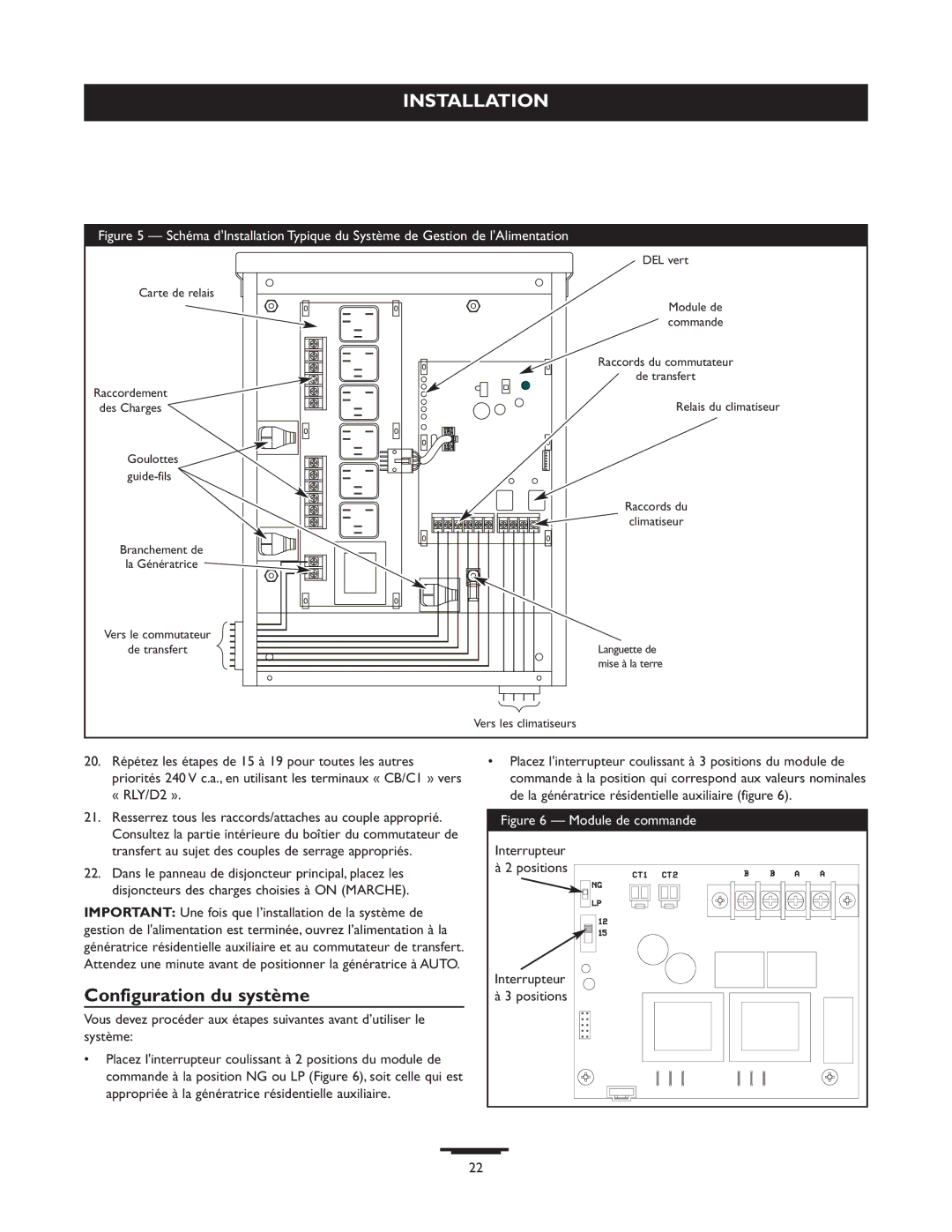 Briggs & Stratton 071013 manual Configuration du système, Module de commande 