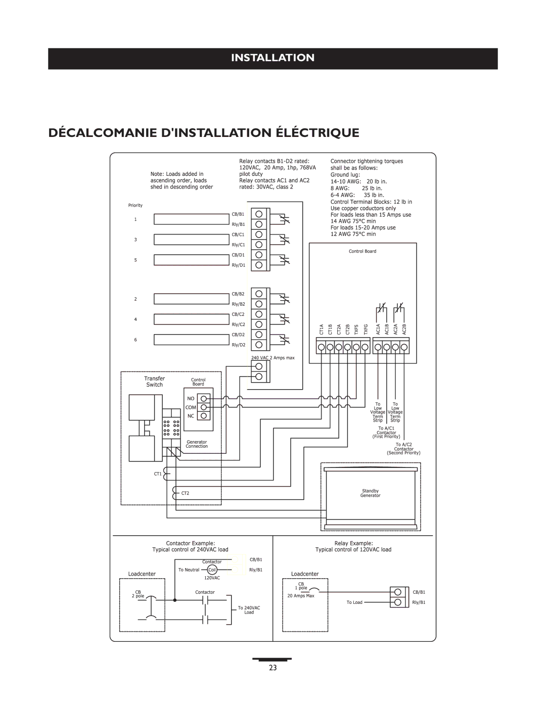 Briggs & Stratton 071013 manual Décalcomanie Dinstallation Éléctrique 