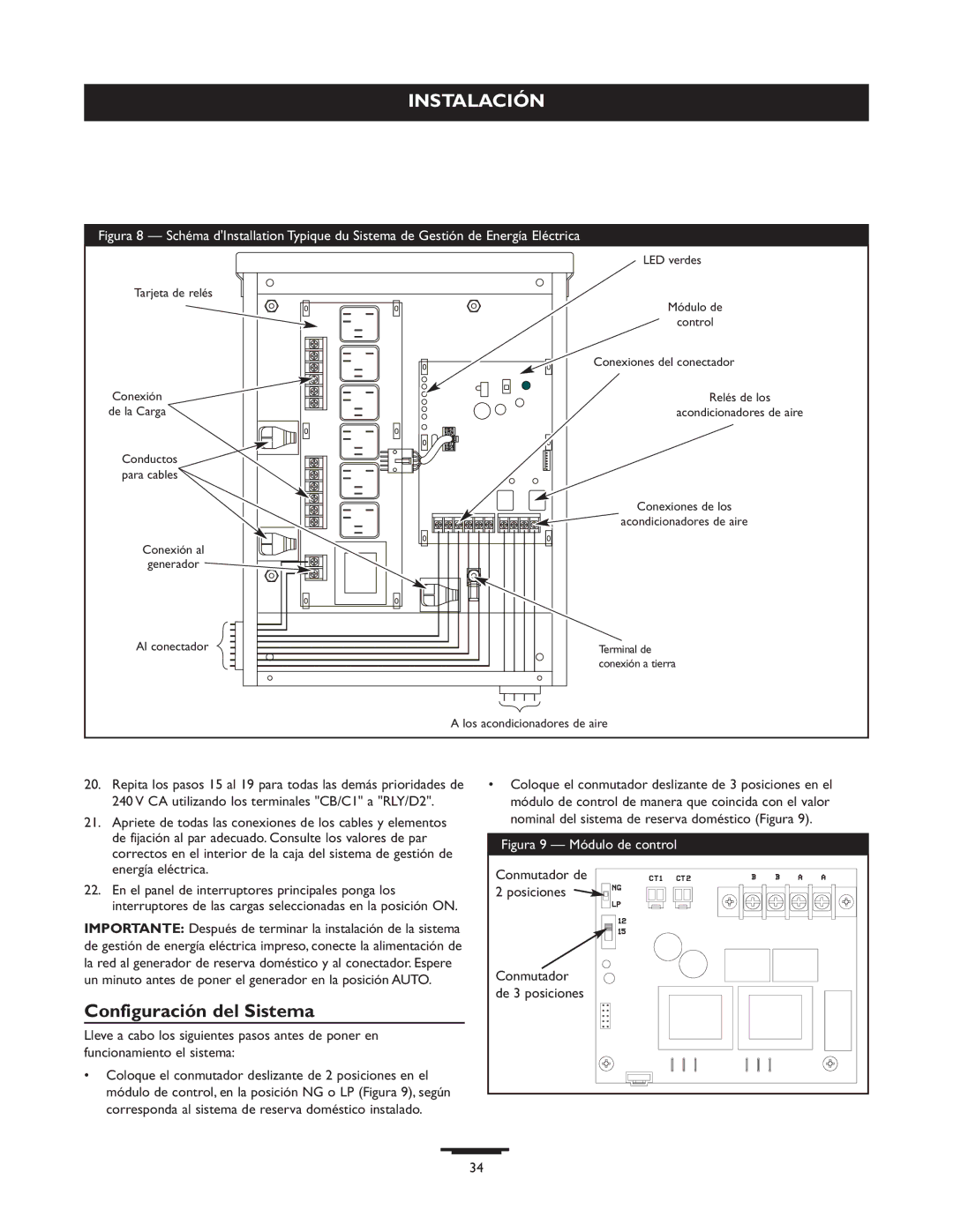 Briggs & Stratton 071013 manual Configuración del Sistema, Posiciones, Conmutador 