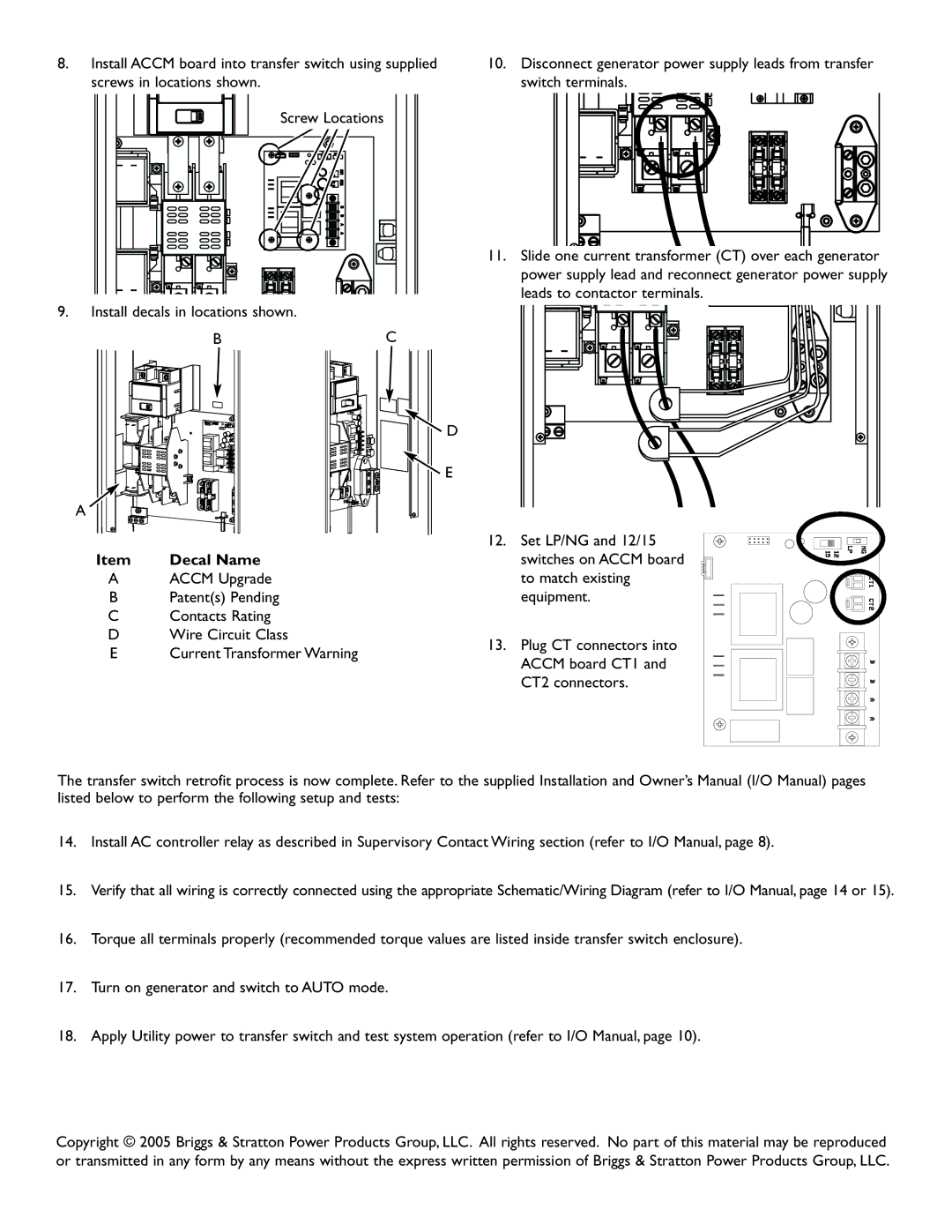 Briggs & Stratton 071015 owner manual Decal Name 