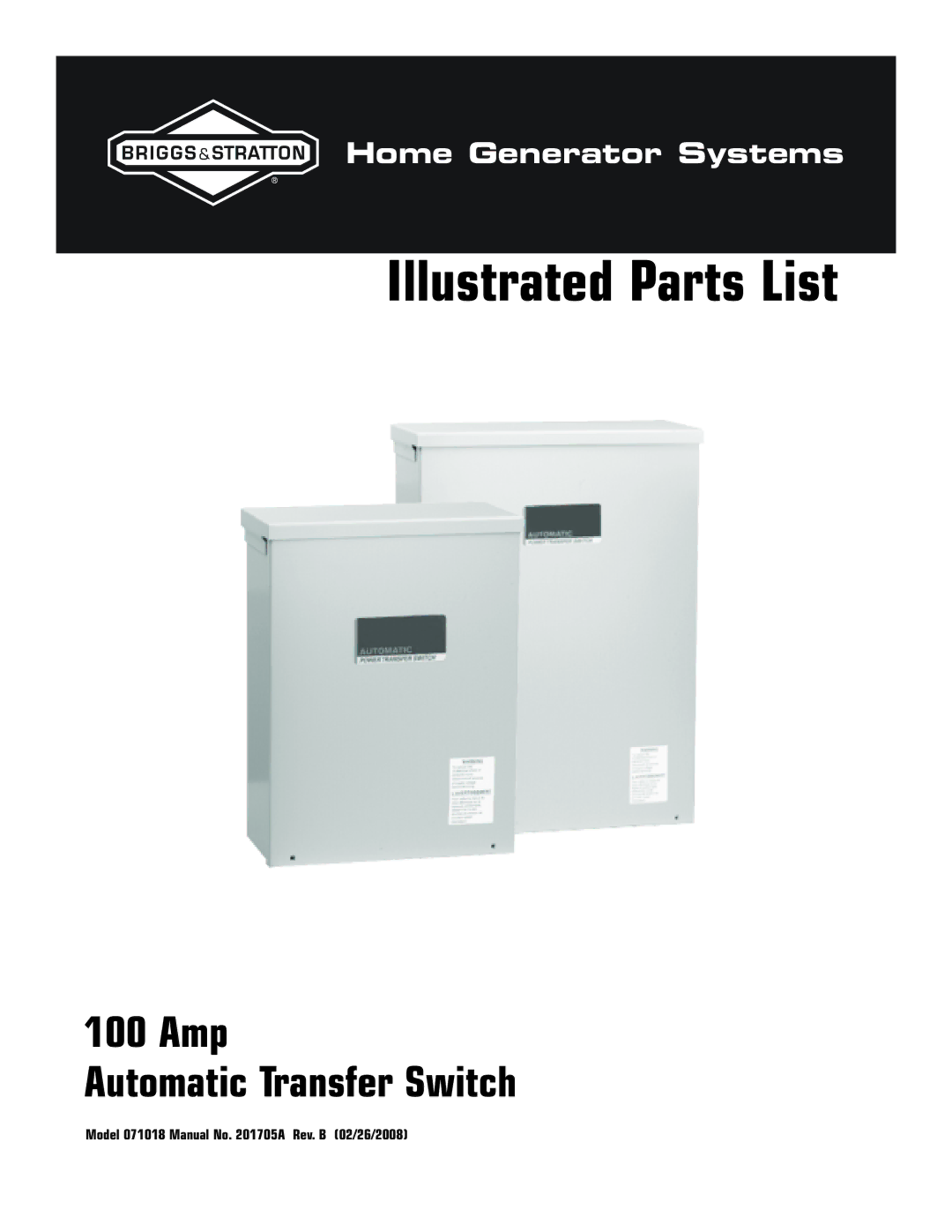 Briggs & Stratton 071018 manual Illustrated Parts List 