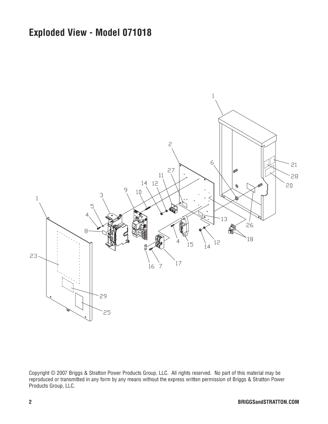 Briggs & Stratton 071018 manual Exploded View Model 