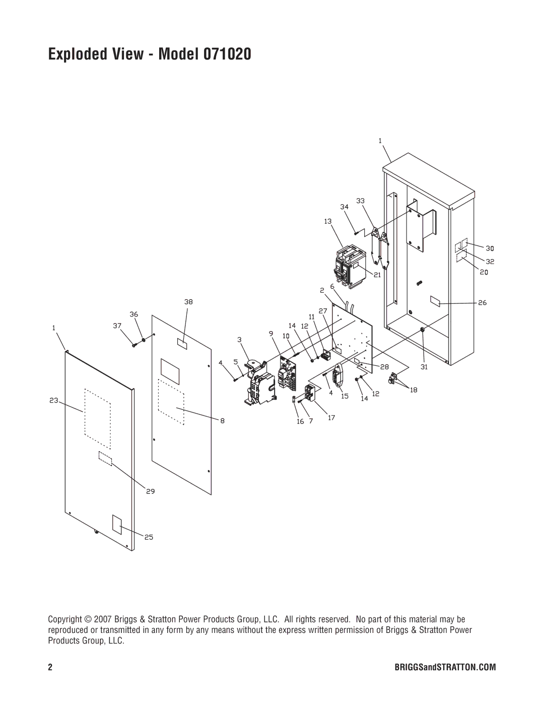 Briggs & Stratton 071020 manual Exploded View Model 