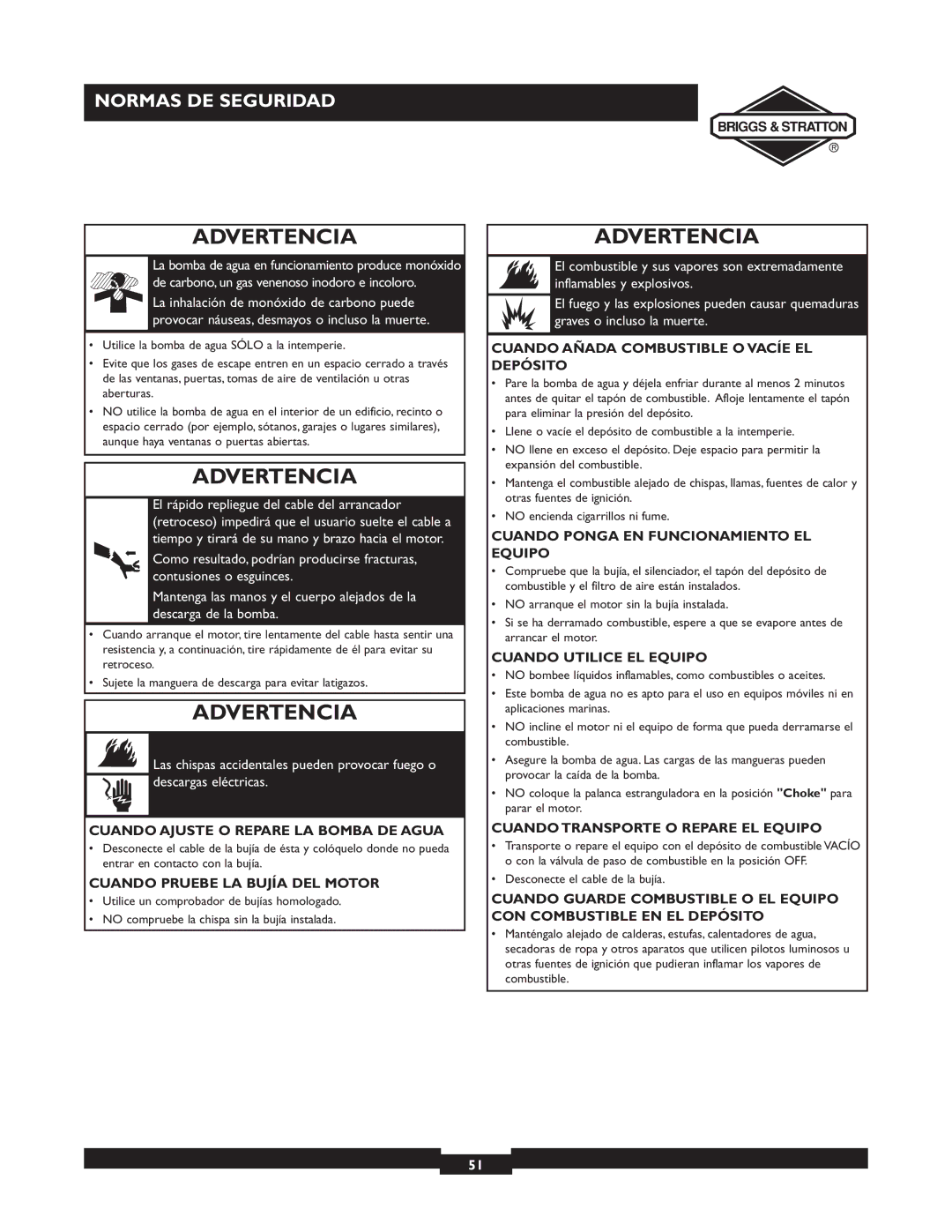 Briggs & Stratton 073002, 073001, 073003 owner manual Cuando Pruebe LA Bujía DEL Motor 