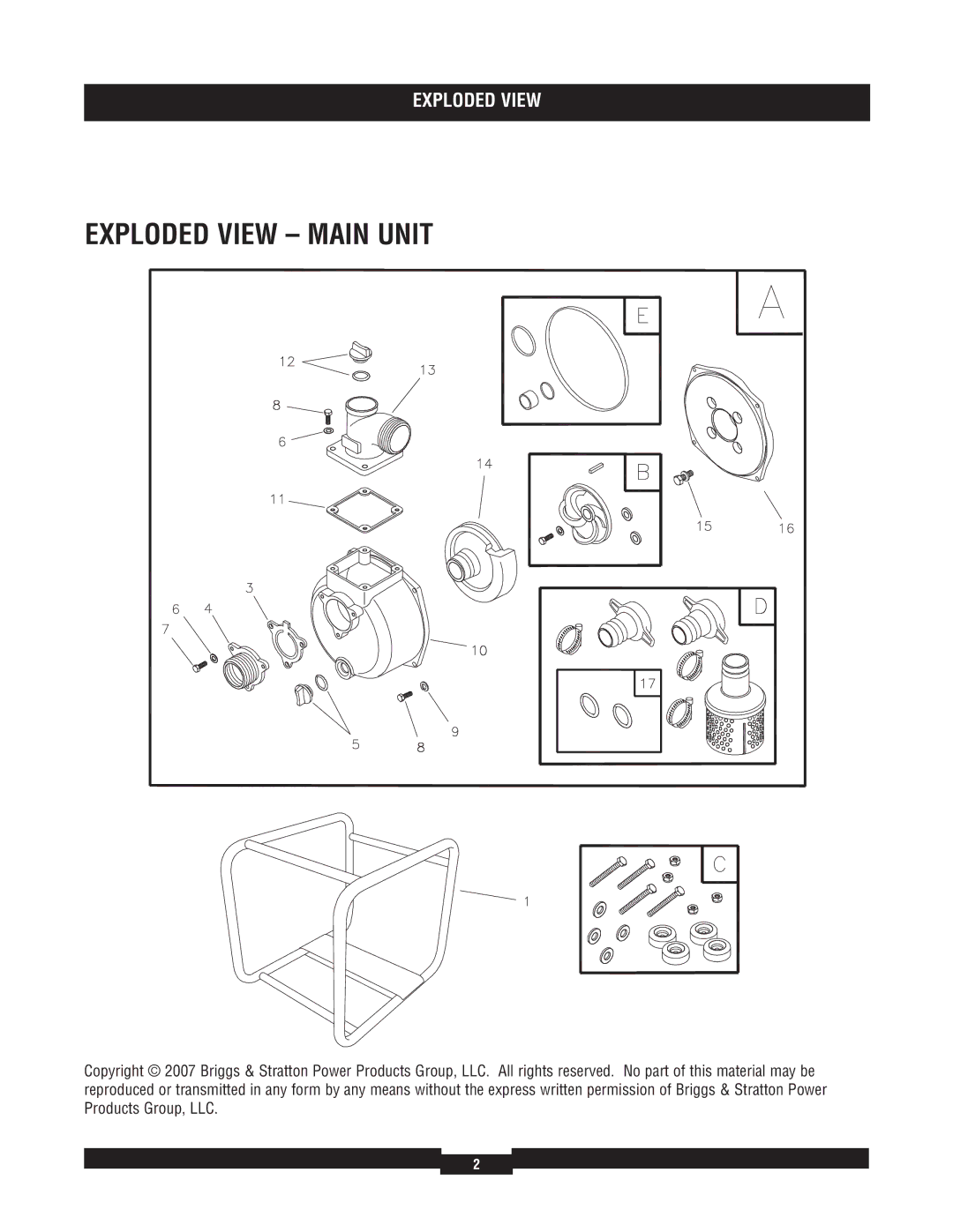 Briggs & Stratton 073003-1 manual Exploded View Main Unit 