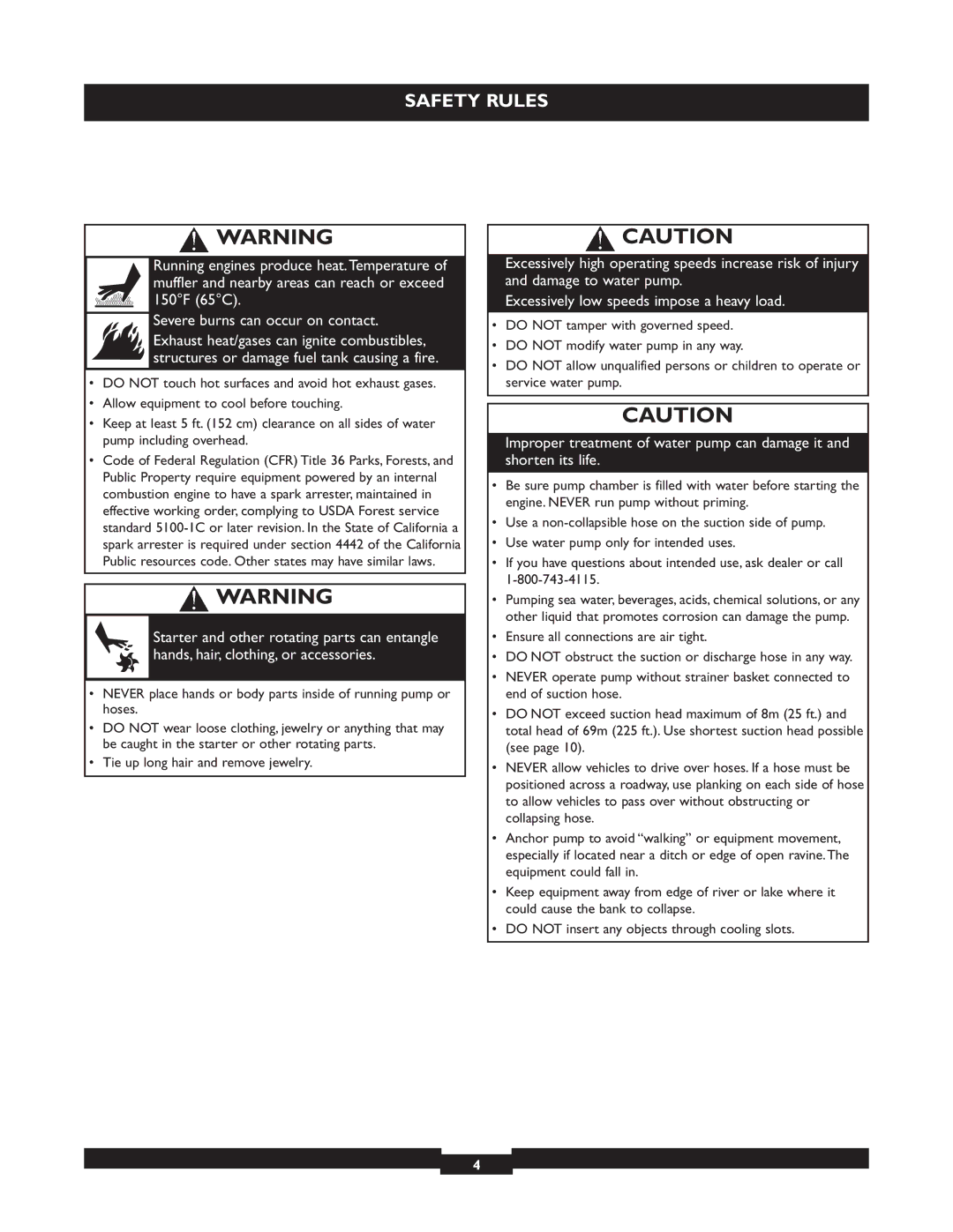 Briggs & Stratton 073004 WP15-225 manuel dutilisation Safety Rules 