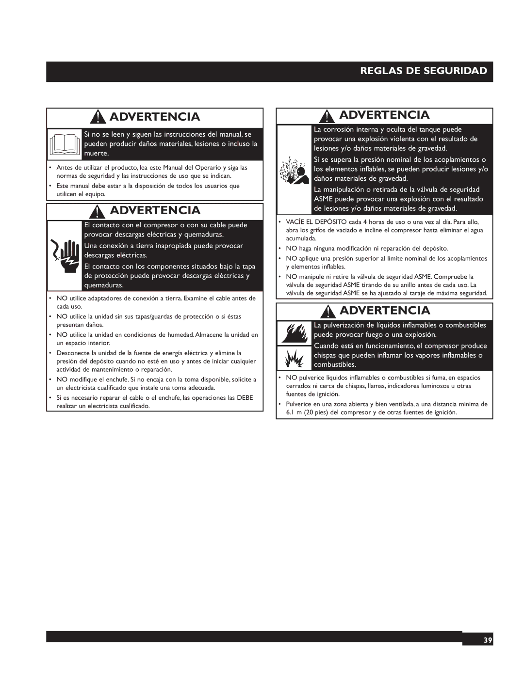 Briggs & Stratton 074000 manuel dutilisation Advertencia, Reglas DE Seguridad 