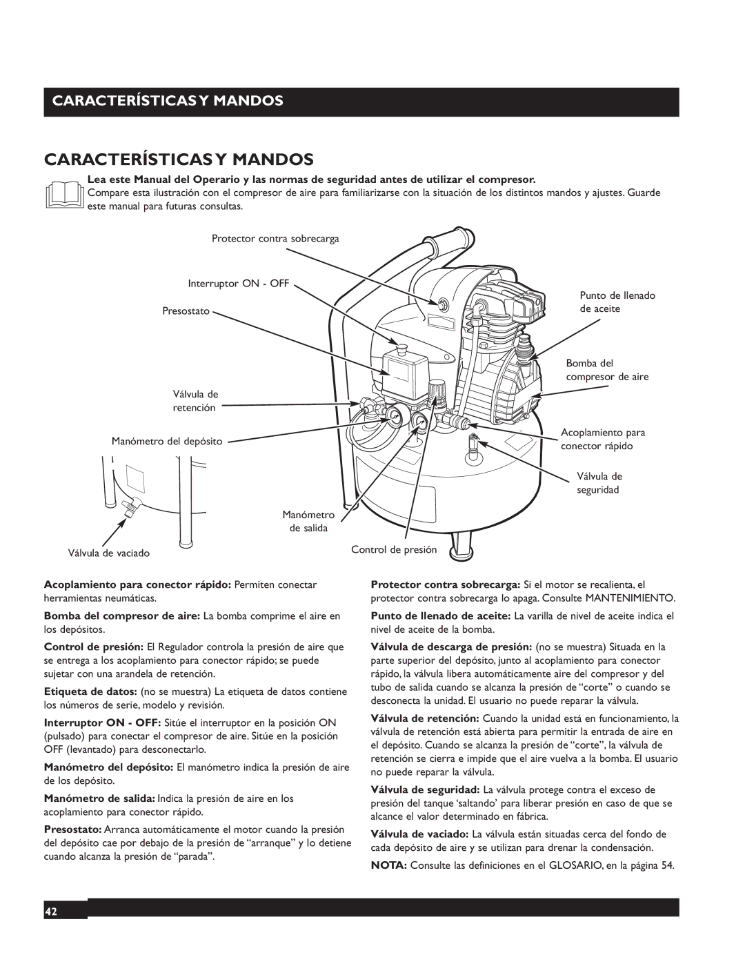 Briggs & Stratton 074000 manuel dutilisation Características Y Mandos, Acoplamiento para conector rápido Permiten conectar 