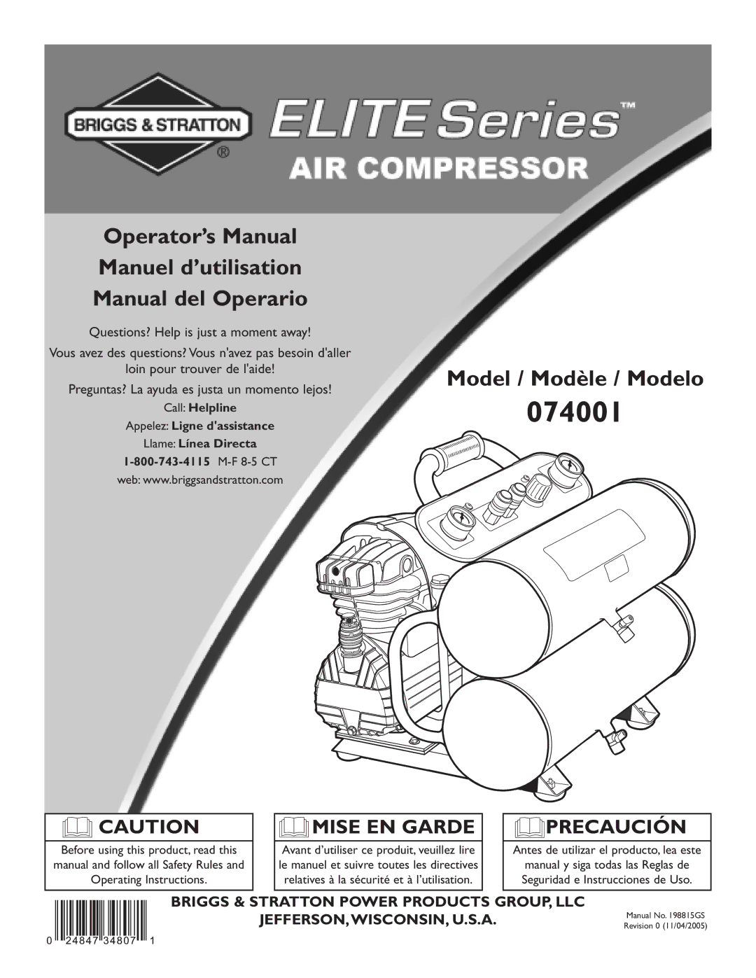 Briggs & Stratton 074001 manuel dutilisation 