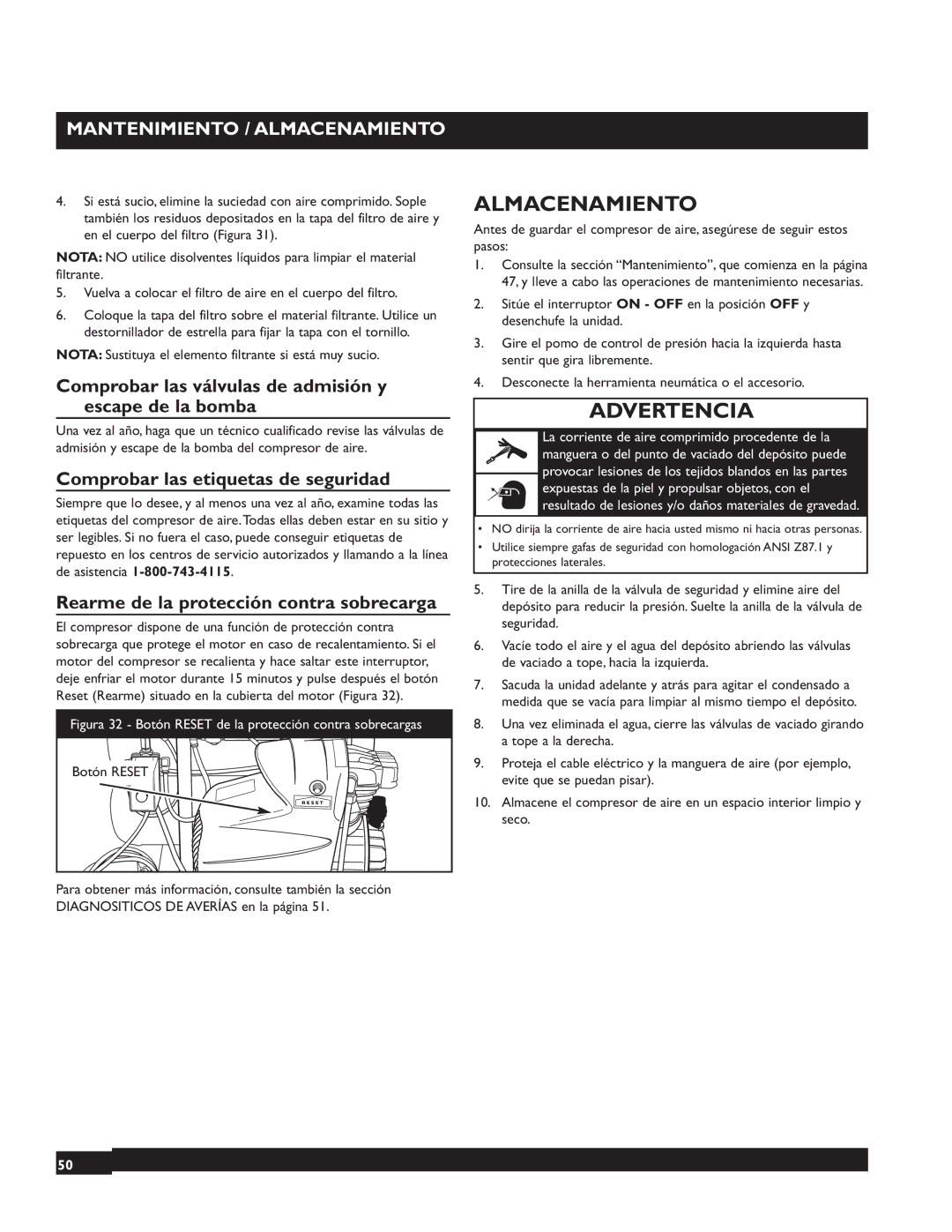 Briggs & Stratton 074001 Mantenimiento / Almacenamiento, Comprobar las válvulas de admisión y escape de la bomba 