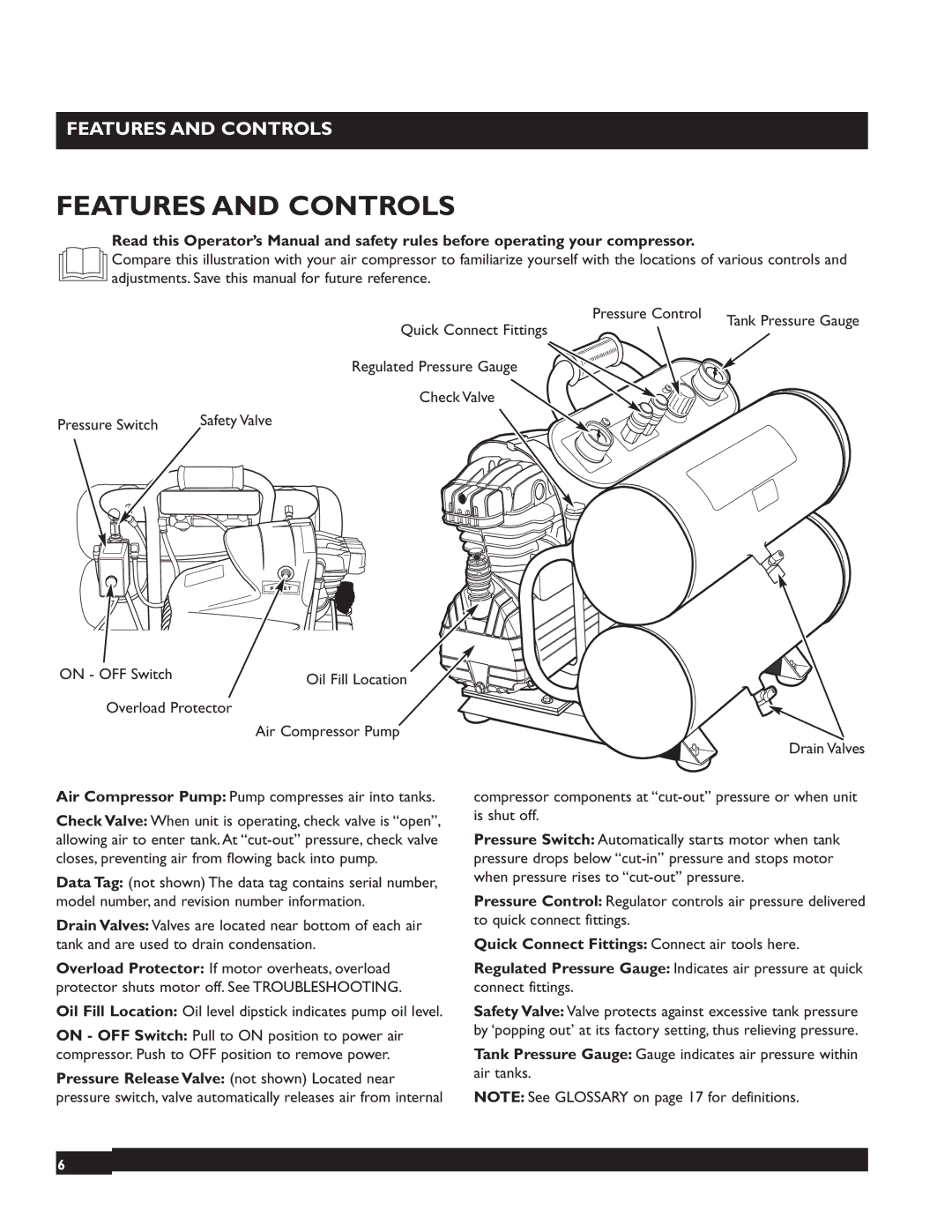 Briggs & Stratton 074001 manuel dutilisation Features and Controls, Oil Fill Location 