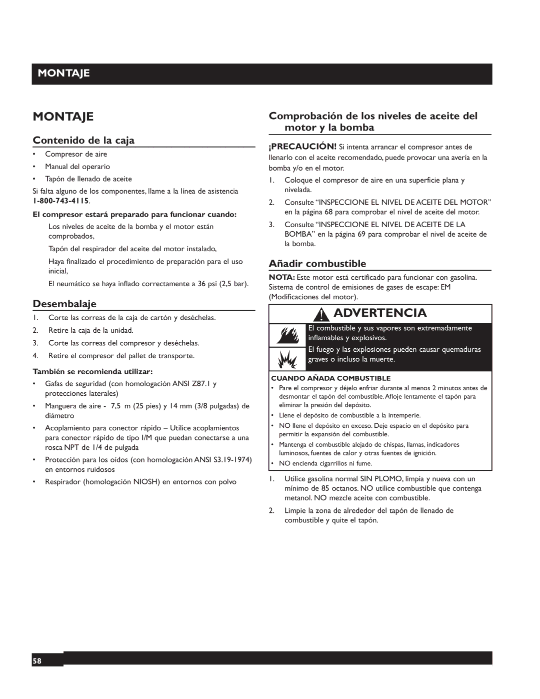 Briggs & Stratton 074002 operating instructions Montaje 