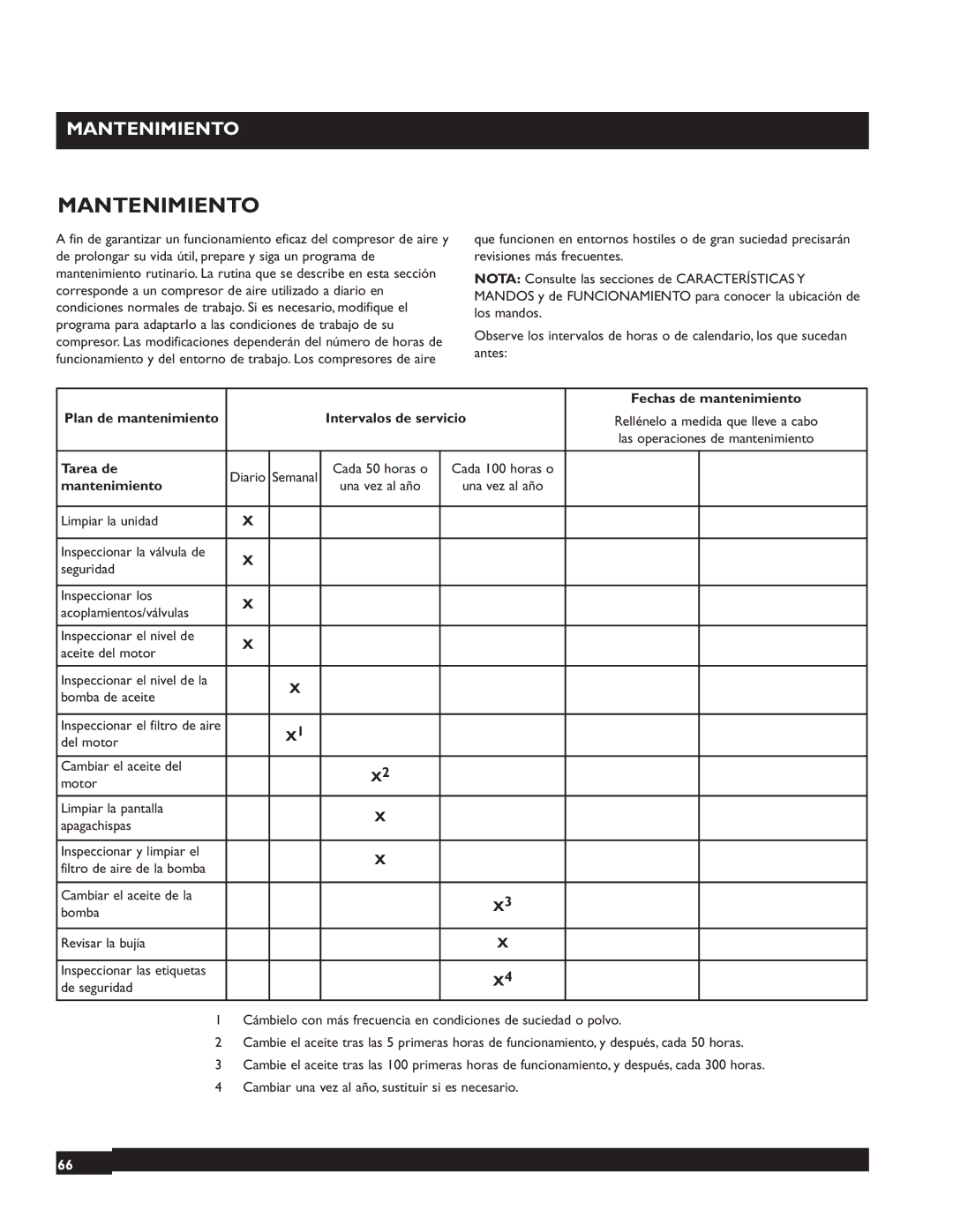 Briggs & Stratton 074002 operating instructions Mantenimiento 