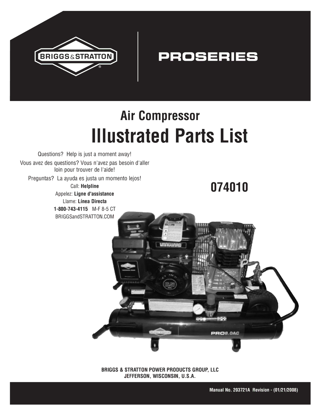 Briggs & Stratton 074010 manual Illustrated Parts List, F 8-5 CT 