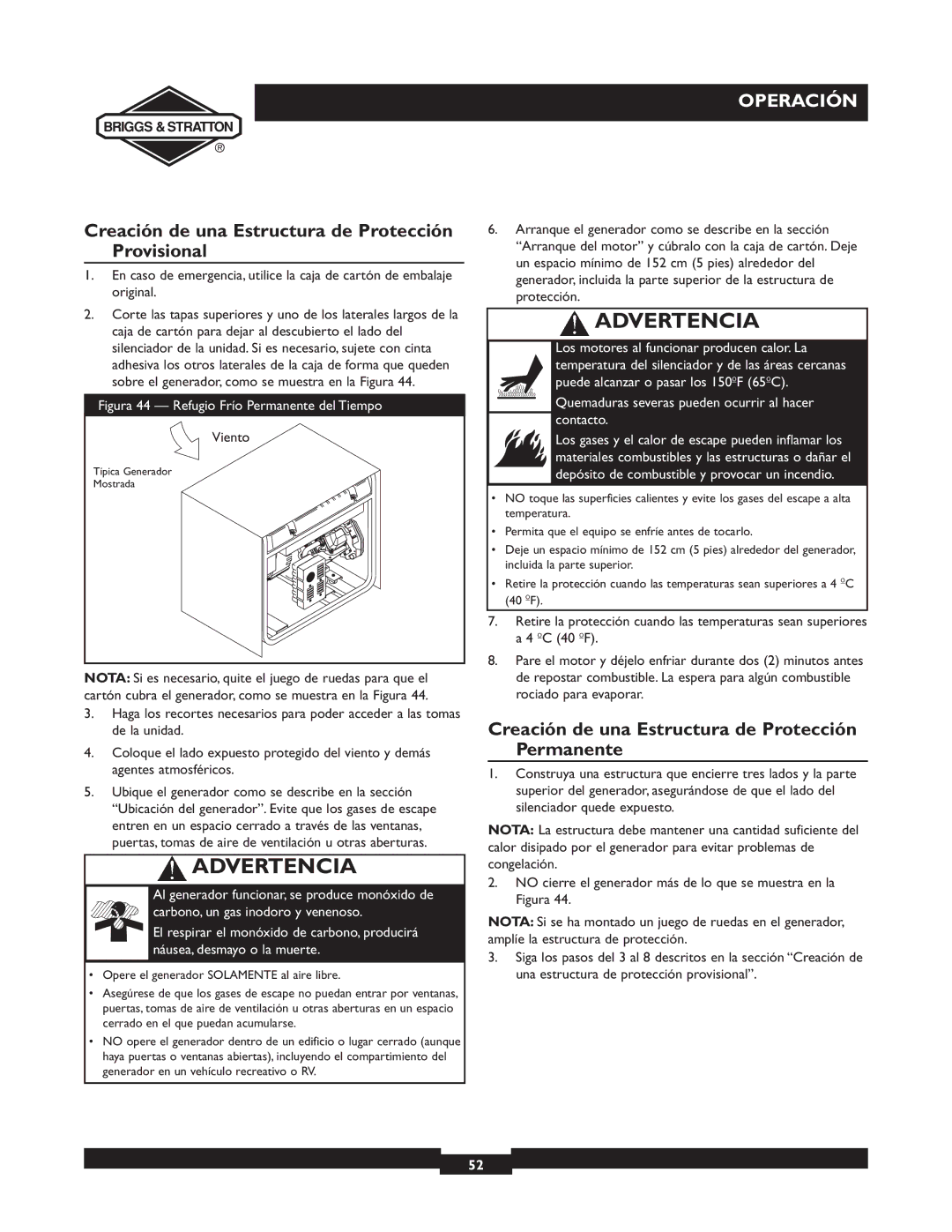 Briggs & Stratton 09801-9 manuel dutilisation Creación de una Estructura de Protección Provisional 