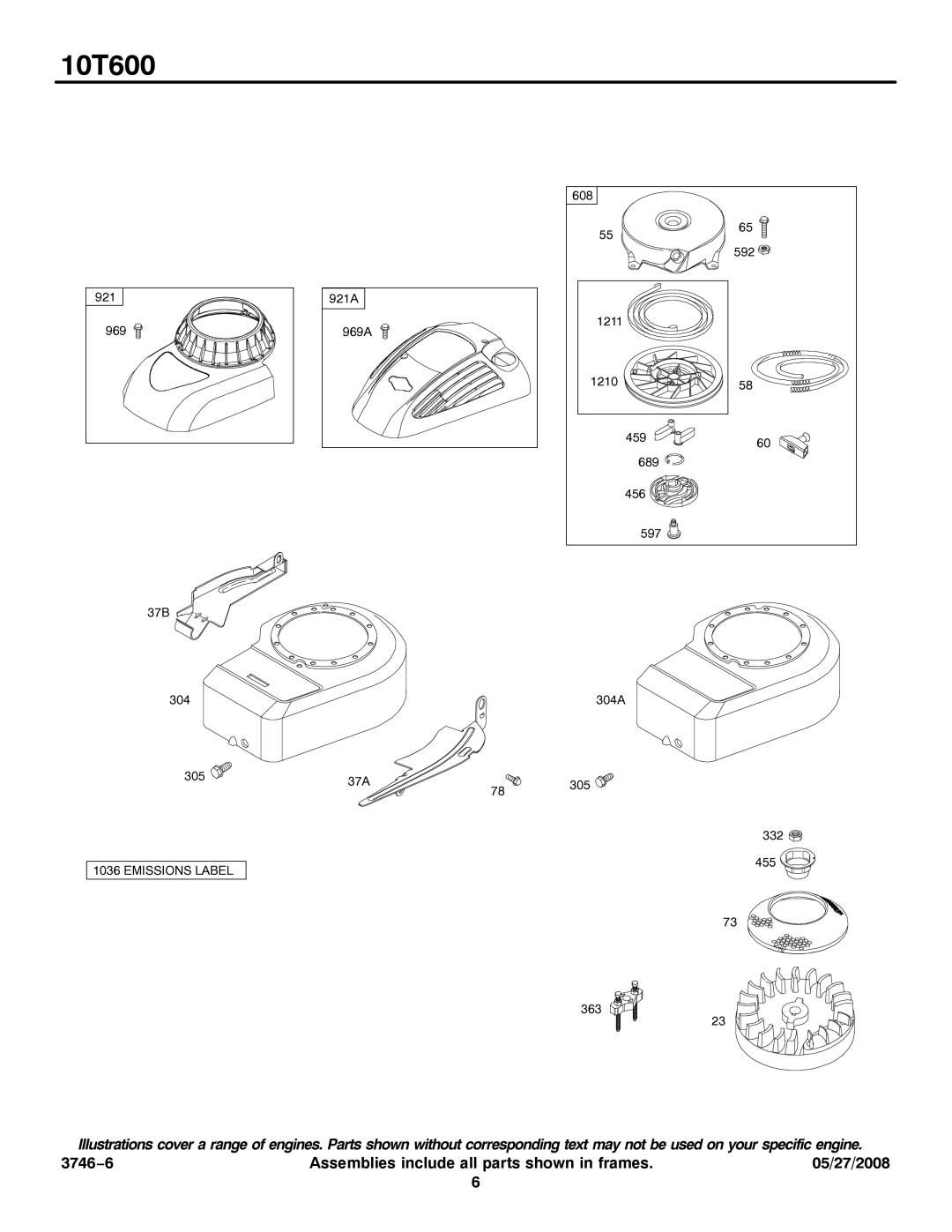 Briggs & Stratton 10T600 service manual Emissions Label 