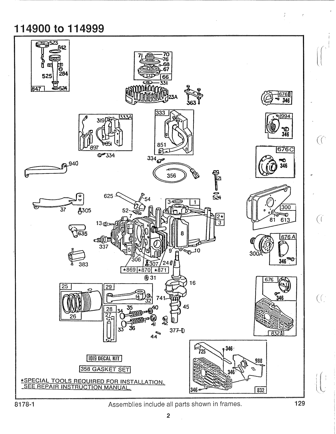 Briggs & Stratton 114900 to 114999 manual 
